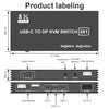 NÖRDIC USB-C KVM-switch 2 till 1 DP 8K60Hz 4K144Hz 3xUSB 1x3.5mm