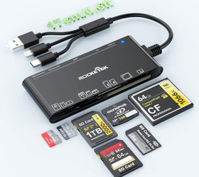 NÖRDIC USB-A, USB-C, Lightning USB3.0 Multi-Kortläsare 7 Slot 1xCF, 2xSD, 2xMicroSD, 1xMS, 1xXD UHS-I
