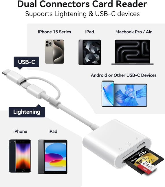 USB-C+Lightning card Reader SD+MicroSD+USB-C PD30W UHS-I