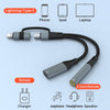 NÖRDIC USB-C+Lightning till Audio 3,5mm PD60W USB-C 15cm