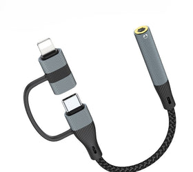 NÖRDIC USB-C/Lightning till stereo 3,5 mm-adapter 15 cm