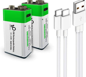 NÖRDIC USB-C Uppladdningsbara batterier 2-pack 9V/6LR61
