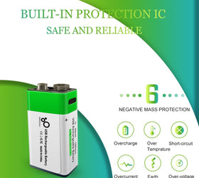 NÖRDIC USB-C Uppladdningsbara batterier 2-pack 9V/6LR61