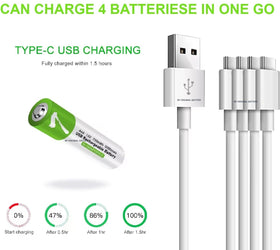 NÖRDIC USB-C Uppladdningsbara batterier 4-pack AAA/LR03