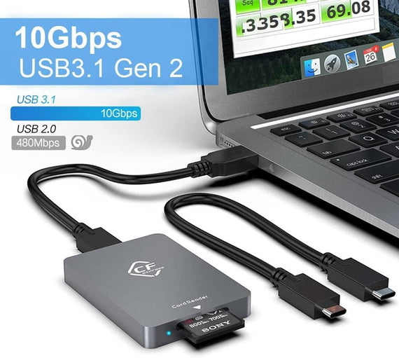 USB-C/USB-A CFexpress kortläsare Typ A 10Gbps UHS-I