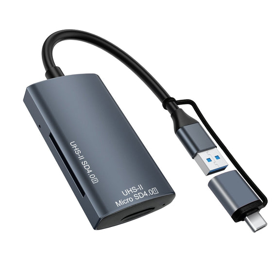 NÖRDIC USB-A, USB-C Kortläsare 2 Slot SD4.0, MicroSD4.0 UHS-II