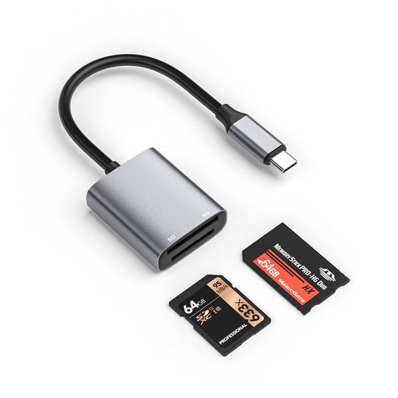 NÖRDIC USB-C Kortläsare 2 Slot SD, MS UHS-I