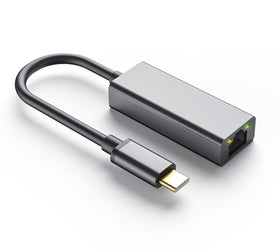 NÖRDIC USB-C till Giga Ethernet nätverksadapter 17cm Space Grey aluminium med ASIX AX88179