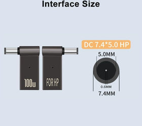 NÖRDIC USB-C till Laptopladdningsadapter, USB-C till DC-kontakt, 100W PD, DC 7,4×5,0mm för HP