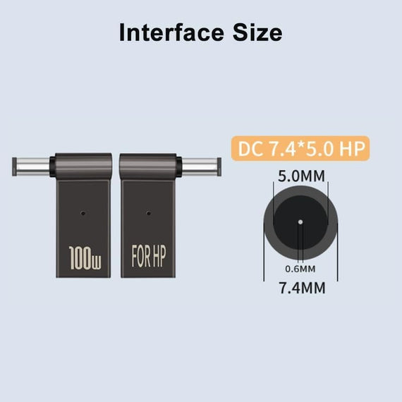 NÖRDIC USB-C till Laptopladdningsadapter, USB-C till DC-kontakt, 100W PD, DC 7,4×5,0mm för HP