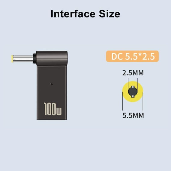 NÖRDIC USB-C till Laptopladdningsadapter, USB-C till DC-kontakt, 100W PD, laddningsadapter för bärbar dator 18–20V 5,5×2,5mm