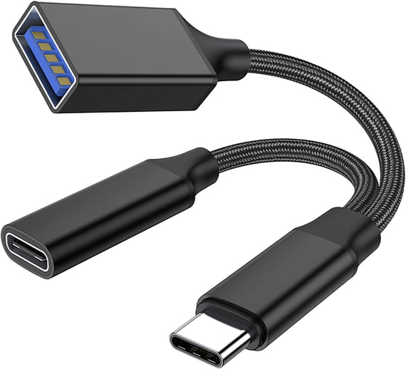 NÖRDIC USB-C till USB-A och USB-C PD60W laddadapter 13 cm