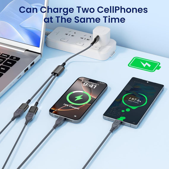 NÖRDIC USB Splitter USB-A to 2xUSB-C