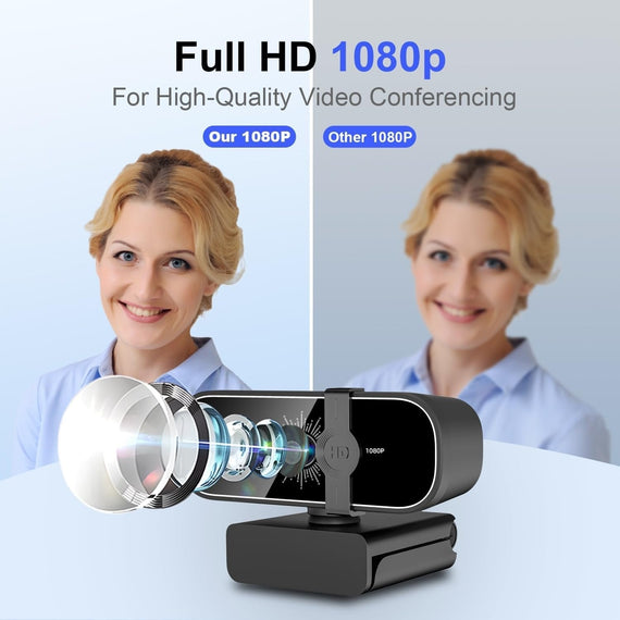 USB Webcam 1080P Full HD 30fps med mikrofon roterbar 360grader 2MP auto focus