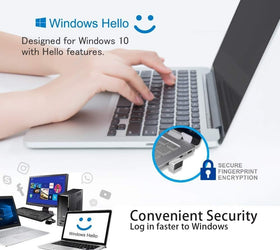 NÖRDIC USB Windows Hello Fingeravtrycksläsare för Windows 11/10, Säkerhetsenhet för inloggning på datorer, Säkerhetslås