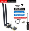 NÖRDIC WiFi 7 PCIe x1 trådlöst nätverkskort med Intel BE200-chipset, 8800 Mbps, Bluetooth 5.4