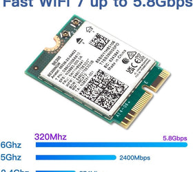 NÖRDIC WiFi 7 PCIe x1 trådlöst nätverkskort med Intel BE200-chipset, 8800 Mbps, Bluetooth 5.4