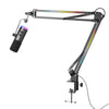 NÖRDIC XLR/USB dynamisk mikrofonkit, RGB-justerbart mikrofonarmstativ för streaming, gaming, voice-over och inspelning
