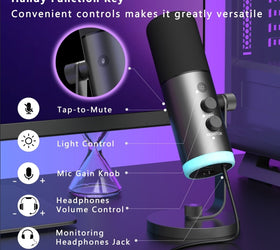 NÖRDIC XLR/USB dynamisk mikrofonkit, RGB-justerbart mikrofonarmstativ för streaming, gaming, voice-over och inspelning