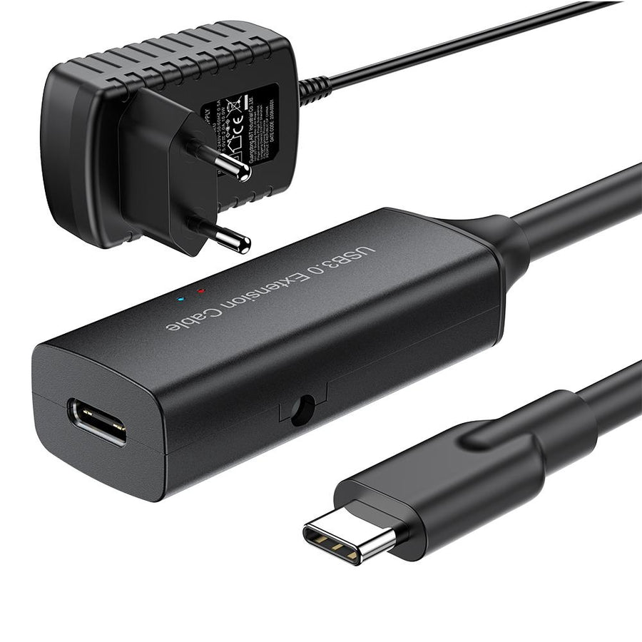 aktiv 10m USB-C 3.0 SuperSpeed 5Gbps förlängningskabel hane till hona