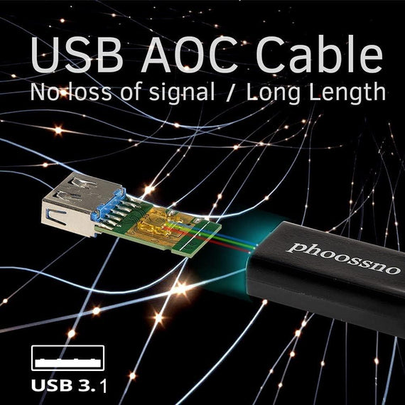 active AOC Fiber 15m USB 3.2 SuperSpeed 10Gbps USB-C till USB A Data transmission only