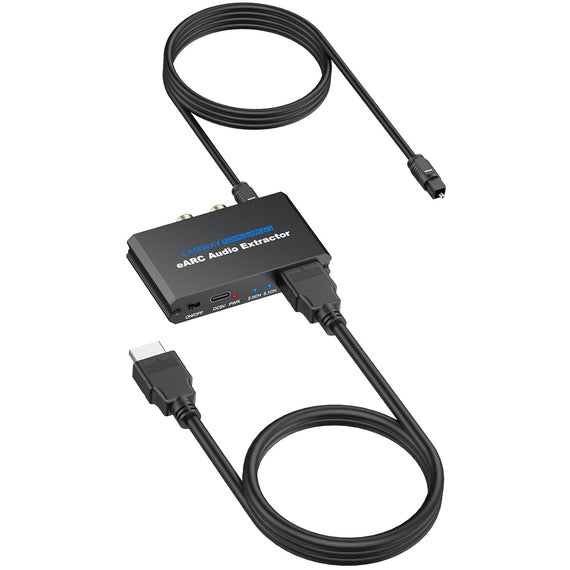 NÖRDIC HDMI eARC/ARC till Optisk och RCA Ljudextractor, stöd för 5.1/2.0-kanalsljud CEC