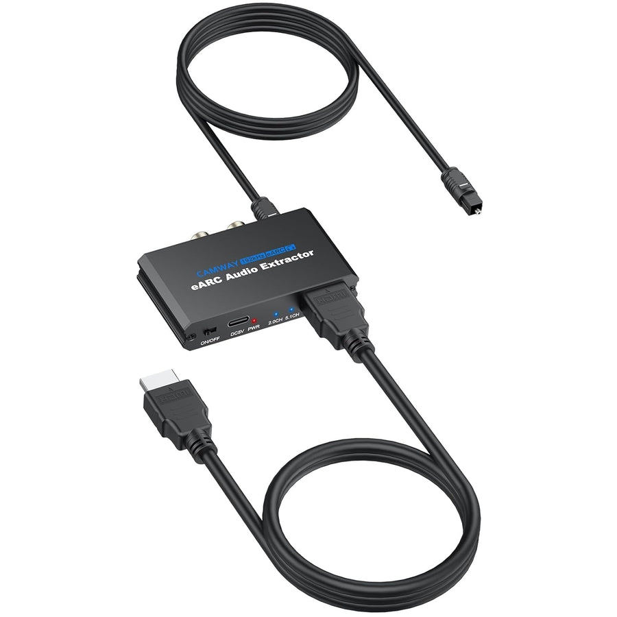 NÖRDIC HDMI eARC/ARC till Optisk och RCA Ljudextractor, stöd för 5.1/2.0-kanalsljud CEC