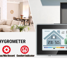 NÖRDIC Trådlös Multifunktionell termometer och hygrometer för inom- och utomhusbruk med väckarklocka, kalender