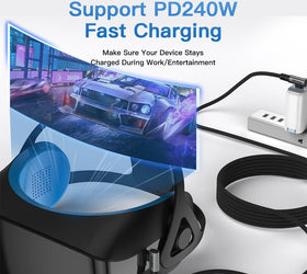 vinklad 1m USB4 USB-C till C nylonflätad kabel PD3.1 240W 40G 8K60Hz 4K144Hz grå