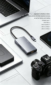 NÖRDIC USB-C 3.2 Kortläsare 1xSD 4.0, 1xMicroSD 4.0, 1xCFExpress A, 1xUSB-C 3.2 10G, 1xUSB-A 3.2 10G, UHS-II