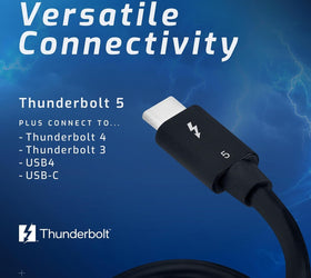 OWC 80cm Thunderbolt 5 Certified USB-C kabel 120G 240W 8K60Hz Kompatibel med Thunderbolt 4, USB4 och USB-C, Svart