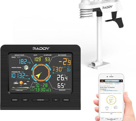 Professionell trådlös väderstation 13-i-1 med utomhussensor, termometer, barometer, hygrometer, vind- och regnmätare, 5" LCD-Display