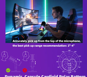 NÖRDIC Professionell RGB-dynamisk mikrofon USB-C, XLR, 3,5mm