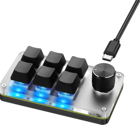 NÖRDIC Programmerbart Mini-tangentbord, 6 Tangenter + 1 Multi-knapp, Mekaniskt OSU Gaming-tangentbord med RGB, Kompatibelt med macOS/Windows