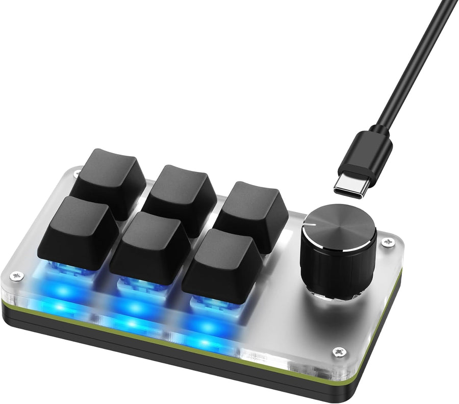 NÖRDIC Programmerbart Mini-tangentbord, 6 Tangenter + 1 Multi-knapp, Mekaniskt OSU Gaming-tangentbord med RGB, Kompatibelt med macOS/Windows