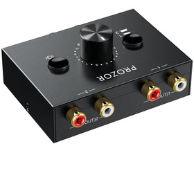 RCA Stereo Audio Switcher - 2 in 1 Out R/L Stereo Audio Switch, 1 in 2 Out Stereo Audio Splitter