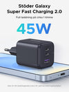 UGREEN 45W USB-C Laddare 3-portar, PPS snabbladdare