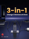 UGREEN Nexode 65W USB-C laddare med 3 portar, 2xUSB-C + 1xUSB-A, PD, PPS och GaN II