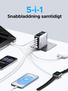 UGREEN Nexode Pro 160W USB-C laddare med 5 portar, 4xUSB-C + 1xUSB-A, Smart-Display och Touchkontroll
