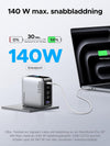 UGREEN Nexode Pro 160W USB-C laddare med 5 portar, 4xUSB-C + 1xUSB-A, Smart-Display och Touchkontroll