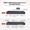 USB-C KVM Dockningsstation för 2 Laptops, Dual 4K-skärm, 11-i-1 med 100W PD, 1Gbps LAN & EDID-emulering