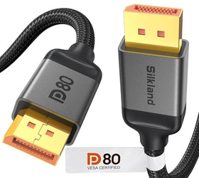 VESA Certified 2m nylonflätad Displayport 2.1 kabel DP80 UHBR20 80Gbps 16/10/8K60H 4K165/144Hz DSC1.2a HDR HDCP2.2 FreeSync G-Sync