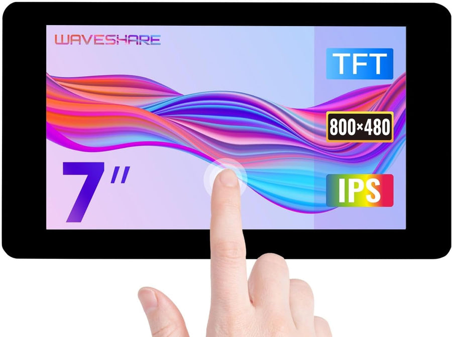 Waveshare 7 Inch Screen Capacitive Touch Display Raspberry Pi 5 4B Raspberry Pi 3B+/3B/3A+ CM3/3+/4 and VisionFive2 Core3566, 800 × 480 Resolution with DSI Interface
