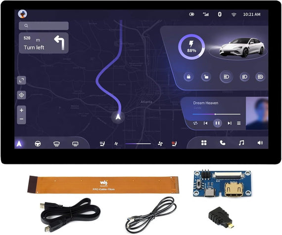 Waveshare 7-tums HDMI-skärm Pekskärm 1024 x 600 IPS-panel Stödjer Alla Versioner av Raspberry Pi Windows-skärm