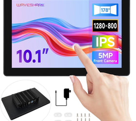 Waveshare Industrial HMI All-in-One 10.1 Inch Touch Display, Compatible with Raspberry Pi 4 (Included), Supports Dual 4K HDMI Output,