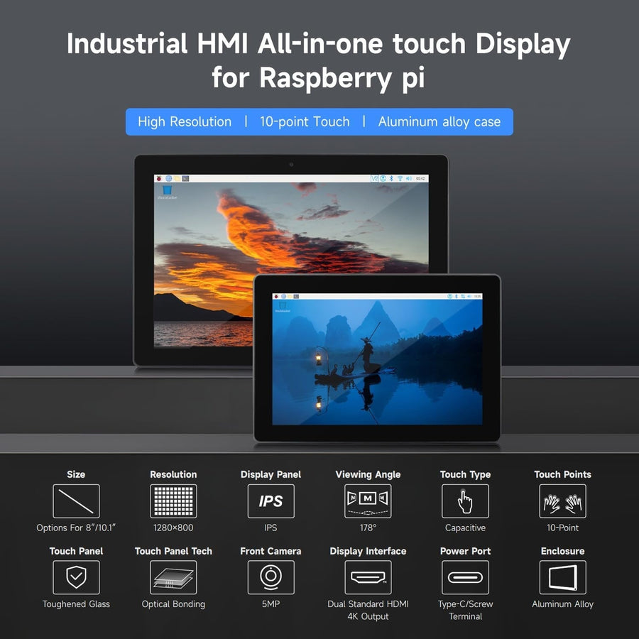 Waveshare Industrial HMI All-in-One 10.1 Inch Touch Display, Compatibl ...