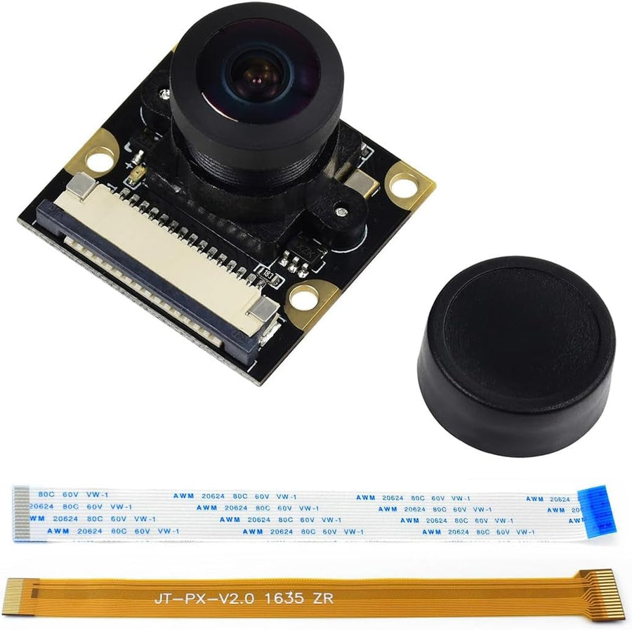 Waveshare Raspberry Pi Camera Module Kit 1080p Fisheye Lens med vidvinkelobjektiv för bredare synfält för alla versioner av Raspberry Pi