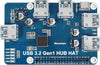 Waveshare USB 3.2 Gen1 HUB HAT för Raspberry Pi 4 med 4x USB 3.2 Gen1-portar upp till 5 Gbps