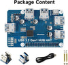 Waveshare USB 3.2 Gen1 HUB HAT för Raspberry Pi 4 med 4x USB 3.2 Gen1-portar upp till 5 Gbps