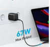 Anker 315 USB-C-laddare, 67 W, högpresterande kompakt strömförsörjning med PIQ 3.0, för MacBook Pro/Air, iPhone 15/15 Plus/15 Pro/15 Pro, iPad, Galaxy, Pixel, AirPods  m.m.